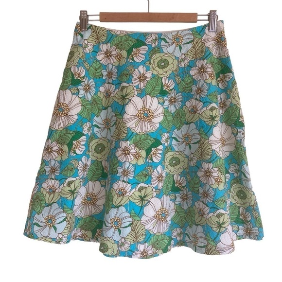 GAP Vintage Y2K Fairycore Knee Length A-line Skirt Seersucker Floral Print Sz 2 - Picture 1 of 11